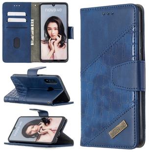 For Huawei P30 Lite Matching Color Crocodile Texture Horizontal Flip PU Leather Case with Holder & Card Slots & Wallet(Blue)