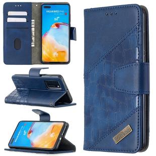 For Huawei P40 Matching Color Crocodile Texture Horizontal Flip PU Leather Case with Holder & Card Slots & Wallet(Blue)