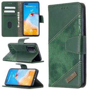 For Huawei P40 Matching Color Crocodile Texture Horizontal Flip PU Leather Case with Holder & Card Slots & Wallet(Green)