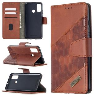 For Huawei P smart 2020 Matching Color Crocodile Texture Horizontal Flip PU Leather Case with Holder & Card Slots & Wallet(Brown)