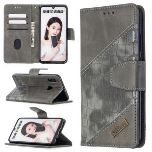 For Huawei P Smart (2019) Matching Color Crocodile Texture Horizontal Flip PU Leather Case with Holder & Card Slots & Wallet(Grey)