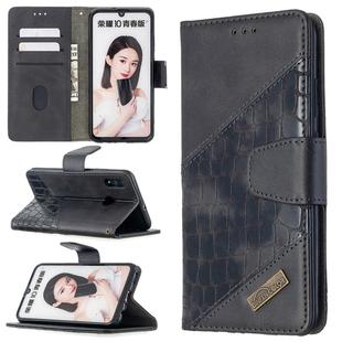 For Huawei P Smart (2019) Matching Color Crocodile Texture Horizontal Flip PU Leather Case with Holder & Card Slots & Wallet(Black)