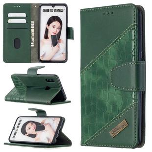 For Huawei P Smart (2019) Matching Color Crocodile Texture Horizontal Flip PU Leather Case with Holder & Card Slots & Wallet(Green)