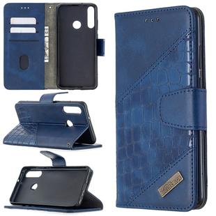 For Huawei Y6p Matching Color Crocodile Texture Horizontal Flip PU Leather Case with Holder & Card Slots & Wallet(Blue)