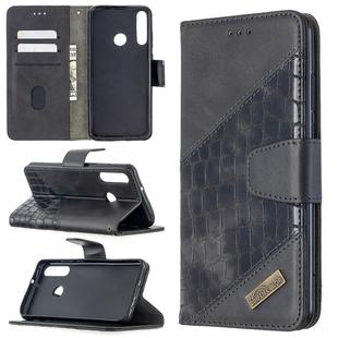 For Huawei Y6p Matching Color Crocodile Texture Horizontal Flip PU Leather Case with Holder & Card Slots & Wallet(Black)