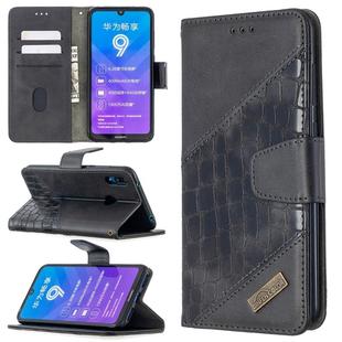 For Huawei Y7 (2019) Matching Color Crocodile Texture Horizontal Flip PU Leather Case with Holder & Card Slots & Wallet(Black)