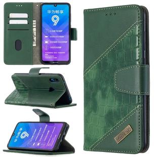 For Huawei Y7 (2019) Matching Color Crocodile Texture Horizontal Flip PU Leather Case with Holder & Card Slots & Wallet(Green)