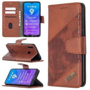 For Huawei Y7 (2019) Matching Color Crocodile Texture Horizontal Flip PU Leather Case with Holder & Card Slots & Wallet(Brown)