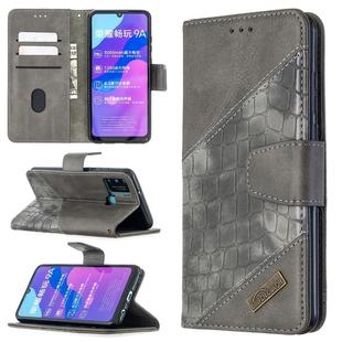 For Huawei Honor 9A Matching Color Crocodile Texture Horizontal Flip PU Leather Case with Holder & Card Slots & Wallet(Grey)
