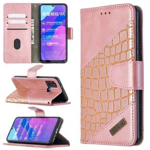 For Huawei Honor 9A Matching Color Crocodile Texture Horizontal Flip PU Leather Case with Holder & Card Slots & Wallet(Rose Gold)