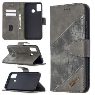 For Huawei Honor 9X Lite Matching Color Crocodile Texture Horizontal Flip PU Leather Case with Holder & Card Slots & Wallet(Grey)