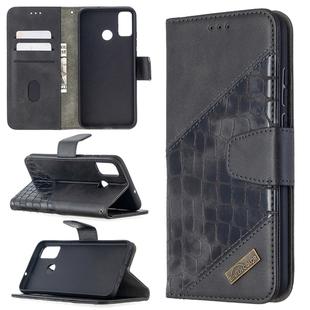 For Huawei Honor 9X Lite Matching Color Crocodile Texture Horizontal Flip PU Leather Case with Holder & Card Slots & Wallet(Black)