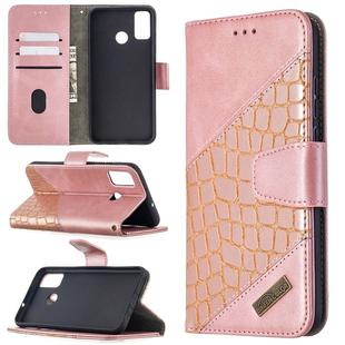 For Huawei Honor 9X Lite Matching Color Crocodile Texture Horizontal Flip PU Leather Case with Holder & Card Slots & Wallet(Rose Gold)