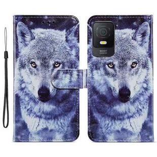 For TCL 403 Painted Pattern Horizontal Flip Leather Phone Case(White Wolf)