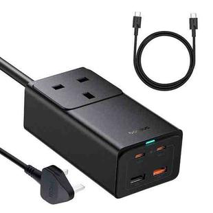 Baseus GaN5 Pro 65W AC+2xUSB+2xType-C PowerCombo Power Strip 1.5m with 1m Type-C to Type-C Cable, UK Plug(Black)