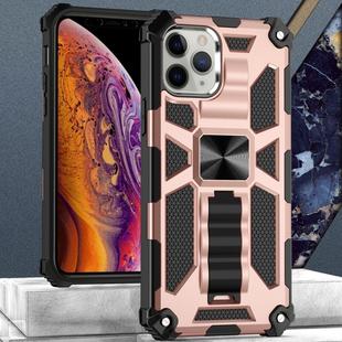 For iPhone 12 / 12 Pro Armor Shockproof TPU + PC Magnetic Protective Case with Holder(Rose Gold)