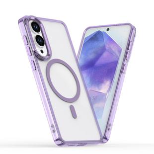 For Samsung Galaxy S25 Edge 5G MagSafe Magnetic Clear Phone Case(Purple)