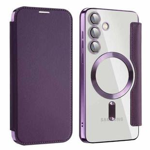 For Samsung Galaxy S24+ 5G MagSafe Magnetic RFID Anti-theft Leather Phone Case(Dark Purple)