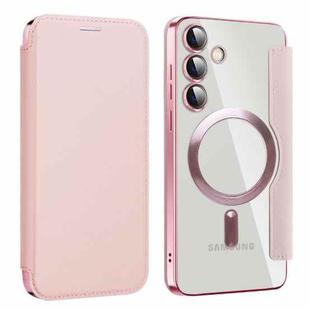 For Samsung Galaxy S24+ 5G MagSafe Magnetic RFID Anti-theft Leather Phone Case(Pink)