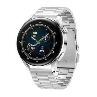 For Huawei Watch GT4 / GT3 / GT2 46mm Three Strains Flat Buckle Titanium Steel Watch Band(Silver)