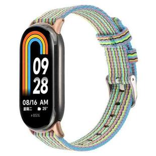 For Xiaomi Mi Band 8 Nylon Canvas Watch Band(Cyan Stripe)