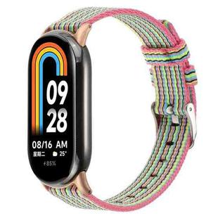 For Xiaomi Mi Band 8 Nylon Canvas Watch Band(Colorful Stripe)