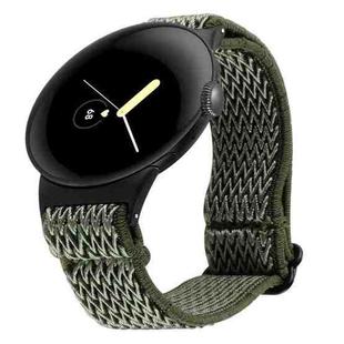 For Google Pixel Watch 2 / Pixel Watch 20mm Wave Braided Nylon Watch Band(Army Green)