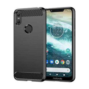 For Motorola Moto One Brushed Texture Carbon Fiber TPU Phone Case(Black)