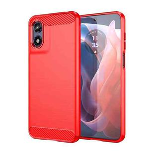 For Motorola Moto G Play 2024 Brushed Texture Carbon Fiber TPU Phone Case(Red)