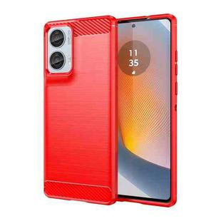 For Motorola Moto G85 Carbon Fiber Brushed Texture TPU Phone Case(Red)