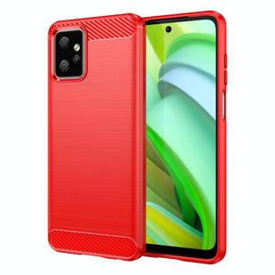 For Motorola Moto G Power 2023 Carbon Fiber Brushed Texture TPU Phone Case(Red)