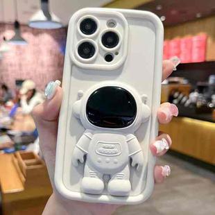 For iPhone 13 Pro Max Astronaut 3D Relief Holder TPU + PC Full Coverage Phone Case(White)