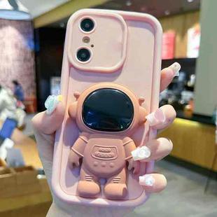 For iPhone XS Max Astronaut 3D Relief Holder TPU + PC Full Coverage Phone Case(Pink)
