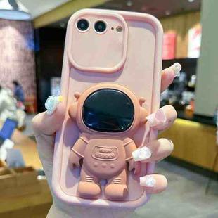 For iPhone 7 Plus / 8 Plus Astronaut 3D Relief Holder TPU + PC Full Coverage Phone Case(Pink)