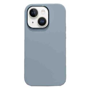 For iPhone 14 Plus Electroplated Metal Lens Frame Design MagSafe Silicone Phone Case(Light Blue)