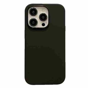 For iPhone 15 Pro Electroplated Metal Lens Frame Design MagSafe Silicone Phone Case(Black)