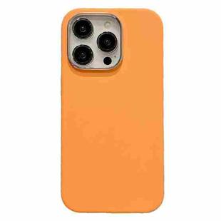 For iPhone 15 Pro Electroplated Metal Lens Frame Design MagSafe Silicone Phone Case(Orange)
