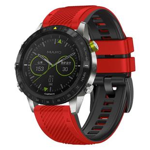 For Garmin Fenix 7X Twill Two Color Quick Release Silicone Watch Band(Red Black)