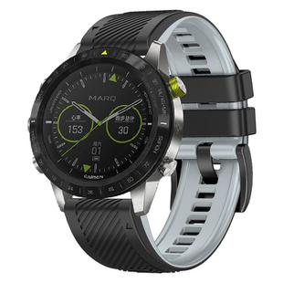 For Garmin Fenix 7 Twill Two Color Quick Release Silicone Watch Band(Black Grey)