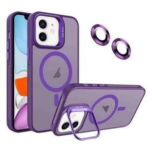 For iPhone 11 Invisible Lens Holder MagSafe Phone Case(Dark Purple)