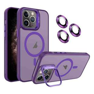 For iPhone 11 Pro Max Invisible Lens Holder MagSafe Phone Case(Dark Purple)