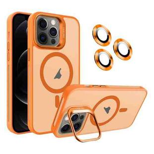 For iPhone 12 Pro Invisible Lens Holder MagSafe Phone Case(Orange)