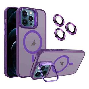For iPhone 12 Pro Max Invisible Lens Holder MagSafe Phone Case(Dark Purple)