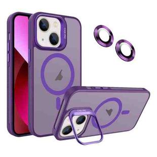 For iPhone 13 Invisible Lens Holder MagSafe Phone Case(Dark Purple)