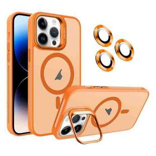 For iPhone 14 Pro Max Invisible Lens Holder MagSafe Phone Case(Orange)