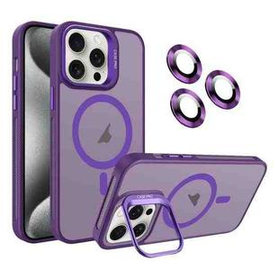 For iPhone 15 Pro Max Invisible Lens Holder MagSafe Phone Case(Dark Purple)