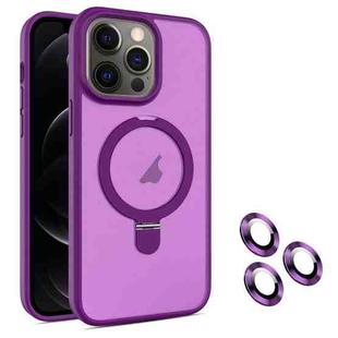 For iPhone 12 Pro MagSafe Magnetic Holder Phone Case(Dark Purple)