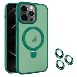 For iPhone 12 Pro MagSafe Magnetic Holder Phone Case(Dark Green)