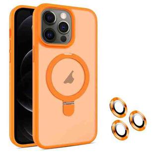 For iPhone 12 Pro MagSafe Magnetic Holder Phone Case(Orange)