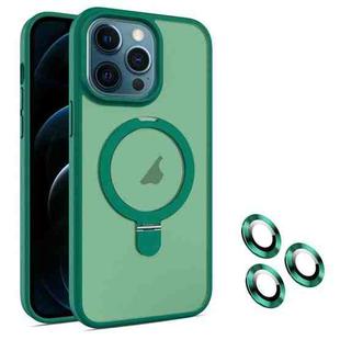 For iPhone 12 Pro Max MagSafe Magnetic Holder Phone Case(Dark Green)